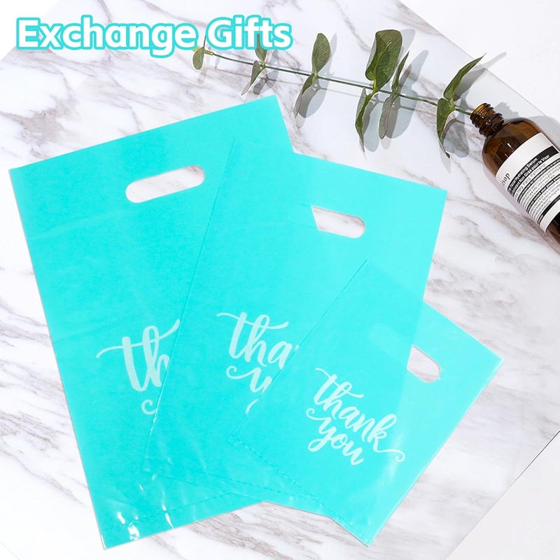 Heran 200PCS Thank You Bags for Business Small, Turquoise Sales Bag for Small Business Clothes Boutique Gift, 3 Sizes Plastic Retail Grocery Shopping Bags, Reusable Goodie Bag Bulk for Store Party Purchase - Image 4